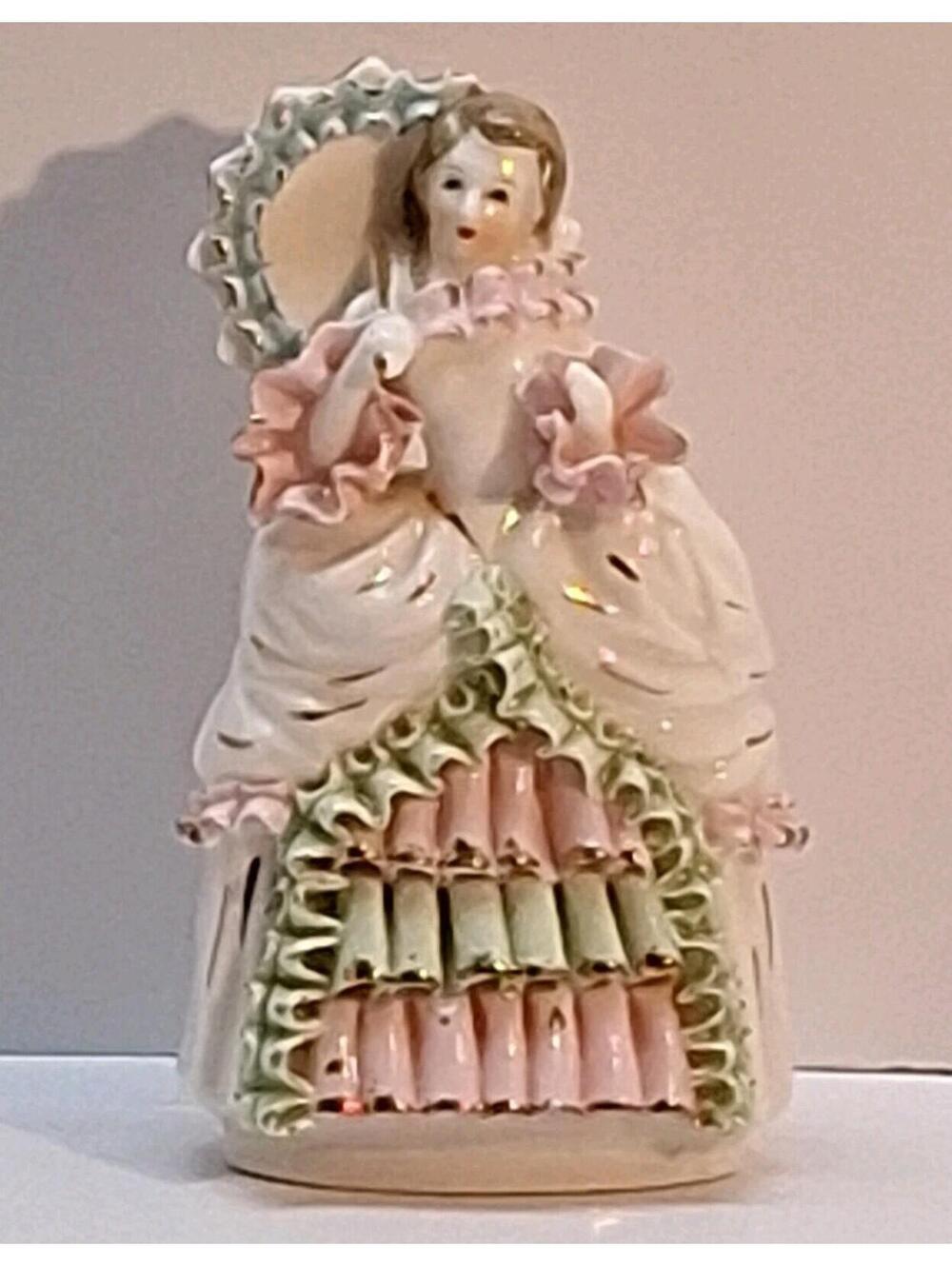Vintage Shafford Fine Bone China Lady With Parasol Figurine Numbered 256